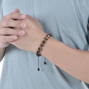 Bracciale in sodalite con mappa sfaccettata naturale da 10MM, braccialetti con perline yoga in corda intrecciata regolabile, bracciale con occhio di tigre intrecciato personalizzato - Product Image 5
