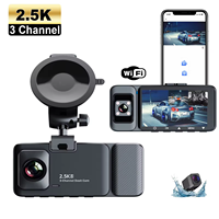 Caméra embarquée 2.5K avec 3 caméras, double objectif 1080p, vision nocturne, capteur G, écran IPS, WiFi, Novatek 9656X, angle de 170° pour K02