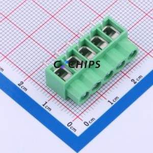 DB166-5.0-5P-GN-P Screw Terminal Block P=5mm Connector ( Construction: 1x5P )( Pitch: 5mm )( Color: Green ) - Product Image 1