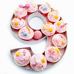 Plateau à charcuterie robuste en papier mâché de 15 pouces, plateau en carton remplissable en forme de chiffres, boîte à cupcakes - Product Image 6