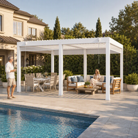 Pergola extérieure en aluminium imperméable à l'eau avec lames orientables manuelles pour balcon, spa, jardin, utilisation en haute humidité et optimisation de la résistance au vent