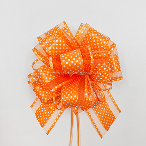 크리스마스 트리 장식 활 리본 점선 얇은 명주 그물 12 색 옵션 선물을위한 리본과 활 결혼식 - Product Image 4