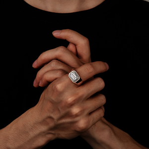 Wholesale Bulk Statement Rose Gold Plated baguette Diamond 925 Sterling Silver <strong>Moissanite</strong> <strong>Men's</strong> <strong>Ring</strong> - Product Image 6