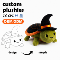 Boneka Kura-kura Halloween Custom dengan Topi Penyihir, Lucu, Lembut, Isian Dakron, Jaring Laba-laba, Hadiah Unik untuk Liburan, Dekorasi Rumah