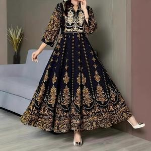 Lehenga Choli Donna Vintage Autunno Estate 2026 Stile <span class=keywords><strong>Palazzo</strong></span> Medio Oriente, Moda Etnica con Ricamo Goffrato in Poliestere, Musulmano - Product Image 2