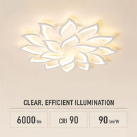 Lampu Cerdas Modern untuk Interior, Lampu Bunga Tempel Plafon, Lampu LED Kipas Plafon untuk Dapur, Kamar Tidur, Ruang Tamu, dengan Remote Control