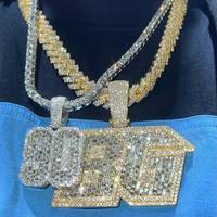 Argent Sterling 925 Logo Personnalisé Nom 3D Collier Hip Hop Diamant Pendentif avec LOGO Personnalisé Privé Entièrement Glacé Lettre Bijoux