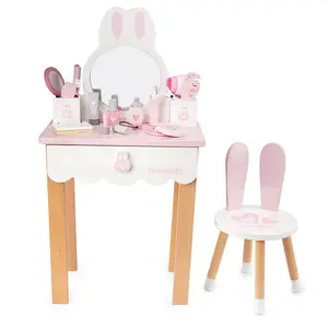 Coiffeuse en bois avec chaise, motif lapin rose, pour enfants, nouvelle collection 2020