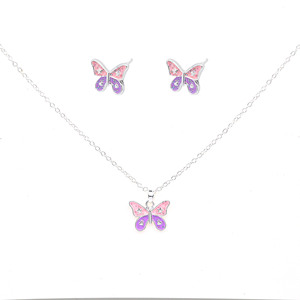 नए फैशन सिल्वर प्लेटेड मिश्र धातु तितली हार और कान सेट - Product Image 1