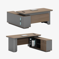 Bureau de direction moderne de luxe haut de gamme Foshan 1,6 m avec armoire de rangement, bureau de PDG/manager en bois grain chevron silencieux