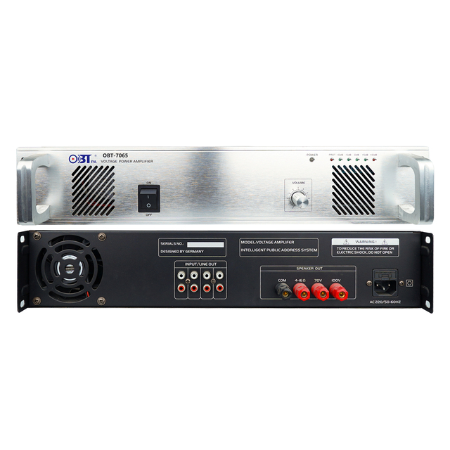 OBT-7065 Efficient Pure Rear Power Amplifier with Low Distortion 70V/100V for Conference Center Retail Store PA System