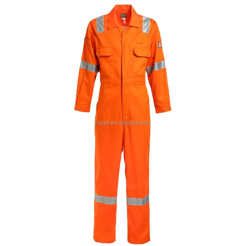 Orange Flame Retardant Fire Proof Coverall High Visibility Oil And Gas Industry Workwear Clothing