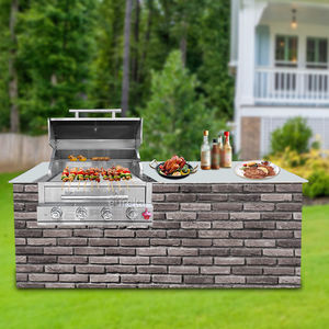 Commercial 304 Stainless Steel LPG Propane Charcoal Smoker <strong>Dual</strong> <strong>Fuel</strong> Built in <strong>BBQ</strong> Grill for Outdoor Kitchen - Product Image 2