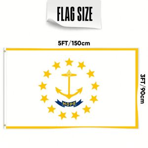 Drapeau de l'État de Rhode Island imprimé sur mesure 3x5 pieds Impression numérique recto simple pour tous les drapeaux nationaux et les drapeaux d'affichage - Product Image 1