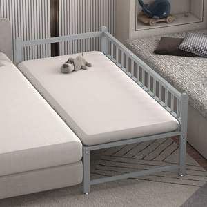 เตียงเด็กเหล็กเย็บปรับได้พร้อมแผงรั้ว เตียงเล็กของทารกขยับขยายการเชื่อมต่อแบบไม่มีรอยต่อ เตียงใหญ่ข้างสามารถนอนหลับได้ - Product Image 6