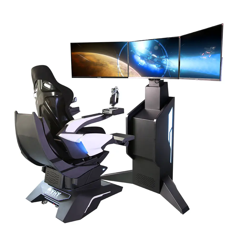 32 Inch three screens dynamic platform logitech X52 flight joystick 360 rotate chair 9d vr cinema vr set