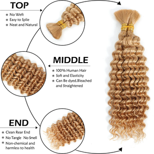 Cabello Remy Vietnamita a Granel, Mechones de Cabello Humano Virgen con Doble Trama para Trenzas Boho, Rizado Profundo - Product Image 3
