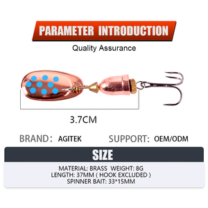 <span class=keywords><strong>Leurre</strong></span> <span class=keywords><strong>de</strong></span> pêche en laiton Spinner Bait 37mm 8g, <span class=keywords><strong>type</strong></span> saumon, avec paillettes pour brochet, bar et marlin - Spinner Bait - Product Image 4