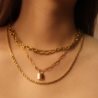 Maximum april april — collier en acier inoxydable plaqué or 14k, collier à Double épaisseur, vintage et minimaliste, corde tordue, pour femmes