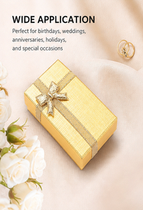 Caja de Regalo de Papel Dorado Personalizada con Tapa y Base, Cinta de Satén, Cartón Rígido, Caja Misteriosa Vacía para Pequeños Regalos de Belleza - Product Image 5
