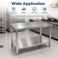 Table de travail en acier inoxydable pour cuisine professionnelle, table de préparation avec étagère inférieure pour restaurant, hôtel, équipement de restauration