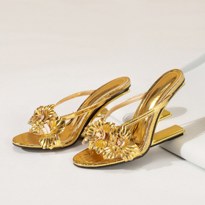 Sandales Décorées de Fleurs pour Femmes, Sandales Casual à Bout Ouvert, Talons Compensés pour Femmes - Product Image 4