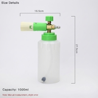 Canon à mousse réglable en cuivre pur DJ-PA010 1000 ml, pulvérisateur de mousse haute pression pour lavage auto avec bouteille en PP de qualité alimentaire