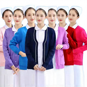 High Quality Women's Nurses <b>Cardigan</b> Sweater Winter Cold Hospital Doctor Pullover Wool Sweater Jacket - Product Image 4
