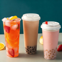 Gobelet à smoothie jetable en plastique PP transparent givré épais avec couvercle, logo personnalisé, 360 ml, 500 ml, 700 ml, 1000 ml