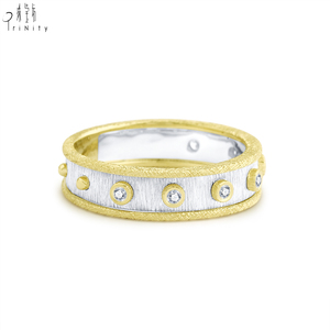 แหวนดีไซน์วินเทจคุณภาพสูงสำหรับขายส่ง ทองคำแท้ 18K สีขาวและสีเหลือง ประดับเพชรแท้ธรรมชาติ แบบกึ่งสำเร็จรูป - Product Image 3