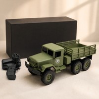 Camion militaire électrique RC à l'échelle 1/16, camion de transport militaire 6x6 avec lumières, chargeur inclus, jouet pour enfants