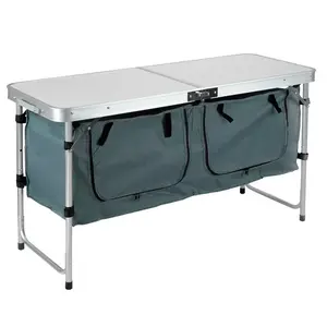 Amazon Top Seller 2022 scrivania da campeggio pieghevole con mobiletto Design a 3 sezioni tavolo portatile leggero regolabile e facile da trasportare