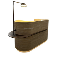 Comptoir de réception en travertin beige, comptoir de bureau incurvé, mobilier moderne pour hall d'hôtel, fabrication sur mesure OEM/ODM