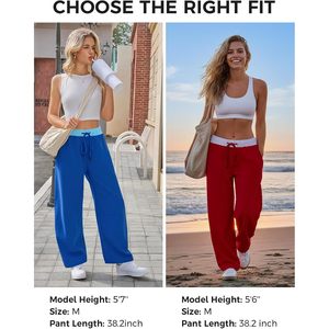 Pantalon de survêtement ample pour femme avec cordon de serrage, taille élastique, style color block, idéal pour le voyage, avec poches - Product Image 6