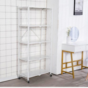 Étagère de rangement pliable multi-niveaux de qualité supérieure, sans assemblage, <span class=keywords><strong>avec</strong></span> roulettes, <span class=keywords><strong>chariot</strong></span> de cuisine pour collations, directement de l'usine - Product Image 5