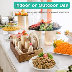 Acacia gỗ Đồ dùng chủ cho Đảng giấy tấm <span class=keywords><strong>Organizer</strong></span> cho Countertop Bạc Caddy với 6 ngăn giữ dao kéo - Product Image 6