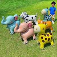 Ballons en aluminium animaux de dessin animé, ballons en aluminium écologiques animaux de dessin animé marchant sur roues, jouets ballons animaux 3D pour enfants en extérieur