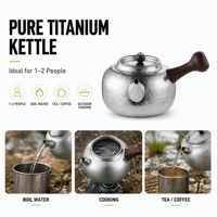 Ketel Teh Titanium Murni Pemanas Air Ultralight Ketel Camping Luar Ruangan Portabel untuk Merebus Air
