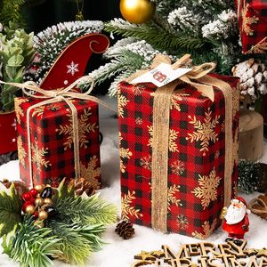 Maypluss Christmas Wrapping Paper Roll 17 Inch X 33 Feet Red Buffalo Plaid Snowflake Gift <b>Wrap</b> Recyclable - Product Image 6