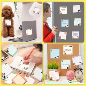 600pcs Cute <b>Sticky</b> <b>Notes</b> 8 Adorable Cartoon Breeds Paper Memo Pads with Smooth Adhesive 3.1x3.1 Inch 4 Pastel Colors - Product Image 3