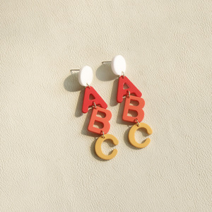 Teacher Student Alloy Rainbow <b>Crystal</b> Silver Plated Drop Earrings Bright Rainbow ABC Letter <b>Crystal</b> Design Trendy Fashion - Product Image 4