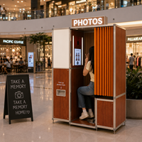 Photomaton en bois à démontage facile, modulaire, portable, station de selfie, impression instantanée pour smartphones et iPad, faible coût d'expédition