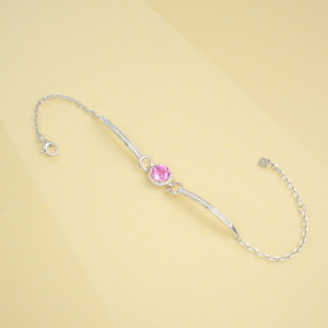 Cultivated Padparadscha Pink Blue Sapphire <b>Bracelet</b> Shiny Fashion Trendy Everyday Birthday Gift Surprise Girls L - Product Image 4