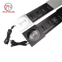 Enchufe de Mesa USB VGA RJ45 con 3 Tomas de Corriente AC NFC, Enchufe Deslizante Oculto para Escritorio, Accesorios de Mesa para Sala de Reuniones y Conferencias