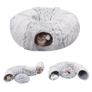 Oem Luxe Ronde Pluche Kat <span class=keywords><strong>Tunnel</strong></span> Nest Duurzame Opvouwbare Fluwelen Flanel Huisdier Bed Effen Patroon Kat Hond Schuilplaats En <span class=keywords><strong>Tunnel</strong></span> - Product Image 1