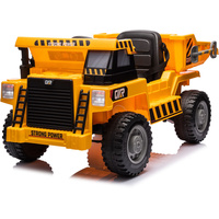 Camion ribaltabile elettrico per bambini, batteria 12V10AH, due motori 555, ammortizzatori, luci LED, musica, auto giocattolo da costruzione.