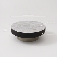 Table basse minimaliste en fer rond embossé pour salon
