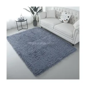 Extra large grey fluffy shaggy rug for bedroom polyester modern shaggy carpets