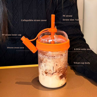 Nouvelle tasse à paille Tritan 540 ml, mug à thé au lait et café, multicolore, portable, gobelet transfrontalier, écologique, réutilisable, sûr, unisexe