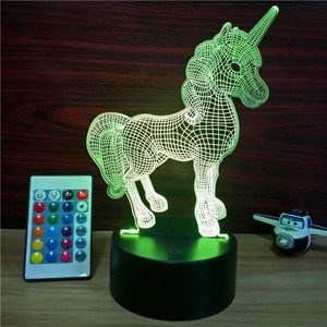 Lampada Notturna 3D a Illusione Ottica Unicorno da <span class=keywords><strong>Sogno</strong></span> per Bambini, 16 Colori Cangianti con Telecomando, Decorazione per Camera, Regalo per Bambini - Product Image 6